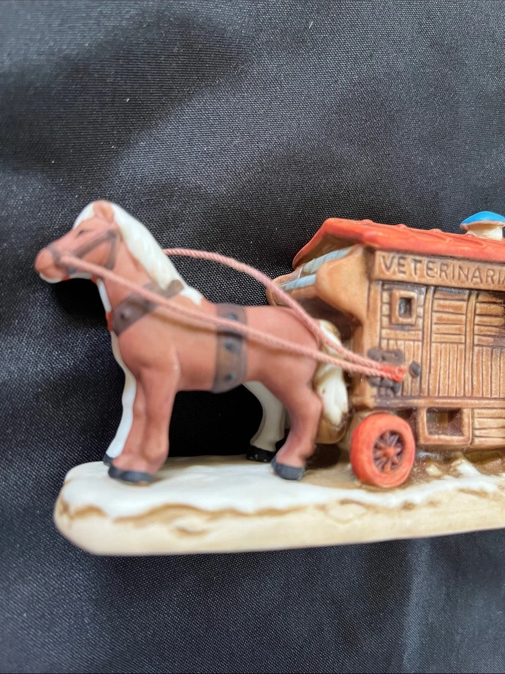 Vtg Lefton Colonial Village VETERINARIAN Horse Drawn Wagon Figurine Christmas